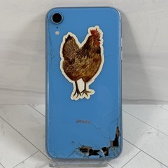 Damaged LCD Screen + Cracked Back Apple iPhone XR 128GB AT&T Blue A1984 #H59