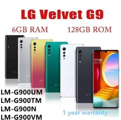 LG Velvet 5G G9 LM-G900UM LM-G900TM 128GB Unlocked Android Smartphone New Sealed