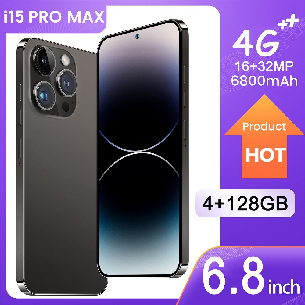 i15 Pro Max Unlocked Android 13 Smartphone 128GB Dual SIM GSM+WCDMA Mobile Phone