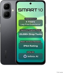Infinix Smart 10 Black (RAM 4GB 64GB) UniSoc T7250 Processor Global Version.