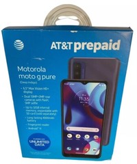 AT&T PREPAID MOTOROLA MOTO G PURE 6.5” HD+ Display, Dual 13MP Camera, 32GB NEW