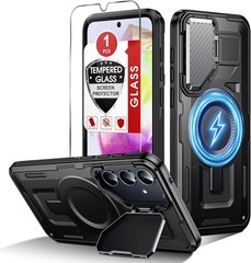 Galaxy A35-5G Phone Case with Tempered Glass Screen Protector, Black Heavy Duty