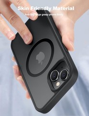 Slim Fit Shockproof Matte Black Back Cover Case for iPhone 15 – Magnetic & Drop