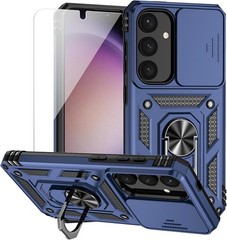 Navy Blue Samsung Galaxy S25 Plus Case with HD Screen Protector & Camera Cover