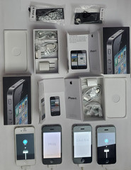 🔥 Lot 4-Apple iPhone 4/4S Smartphones FOR REPAIR Box & NEW Accessories Included