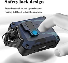 Military Hard Shell Protective Cover for AirPods Pro 2nd Gen with Lock, Camo Gre