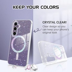Clear Crystal Glitter Galaxy S24 Plus Case, Cute Sparkly Protective Phone Case