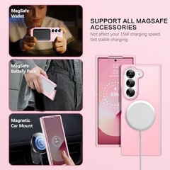 Translucent Matte Shockproof Cover Case for Galaxy Z Fold 6 7.6″, Tender Pink