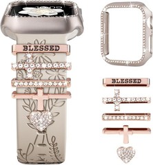 Engraved Band + Charms + Case for Apple Watch Band 38mm 40mm 41mm 42mm 44mm 45mm