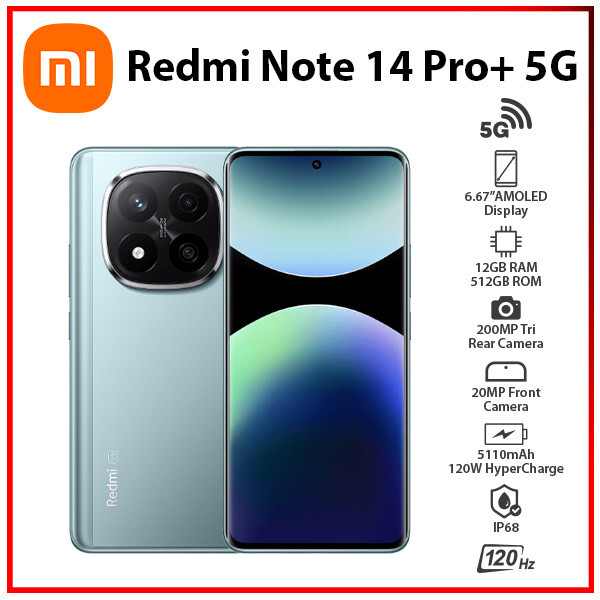 (New) Redmi Note 14 Pro+ Plus 5G 12GB+512GB BLUE Dual SIM Android Cell Phone