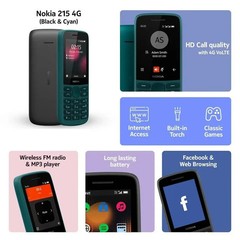 Nokia 215 Dual SIM 4G Bluetooth 128MB 64MB RAM Classic Unlocked Mobile Phone