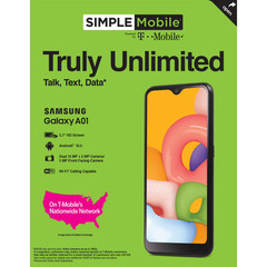 Simple Mobile Samsung Galaxy A01 16GB Black – Prepaid Smartphone (NEW)