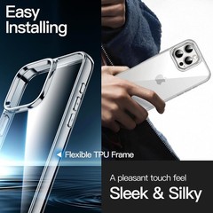 Case for iPhone 16 Pro 6.3-Inch, Non-Yellowing Shockproof Bumper Cover, Clear Ba