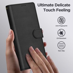 Leather Wallet Case for Samsung Galaxy Z Fold 7, Flip Cover with Card Slots, Bla
