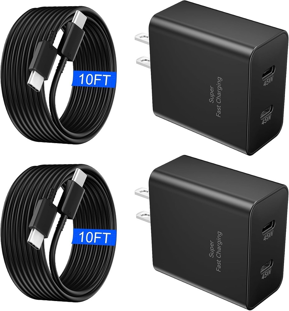 10FT Cable with 45W USB-C Fast Charger Block for Samsung Galaxy S26/S25