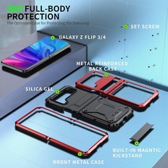 For Samsung Galaxy Z Flip 4 Case with Heavy Duty Shockproof Protective Cover Red
