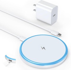 Magnetic Wireless Charger 15W with 20W Adapter & 6ft Cable for iPhone & AirPods
