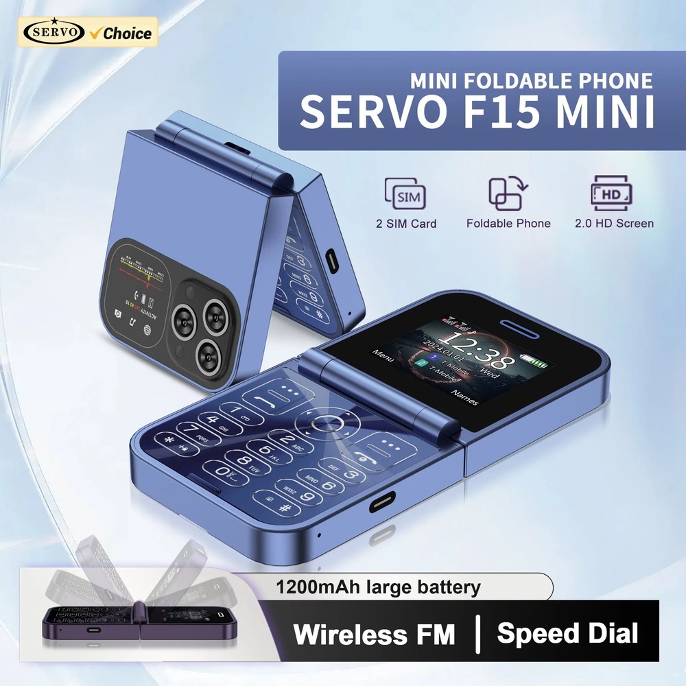 SERVO F15 Mini Flip Phone – Dual SIM, Magic Voice, Auto Call Record, Flashlight