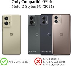 For Moto G Stylus 5G 2024 Case Built-in 360° Magnetic Kickstand/Screen Protector