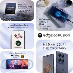 Motorola Edge 60 Fusion 5G (Mykonos Blue 256GB 12GB RAM) 6.67 ” Global Version.
