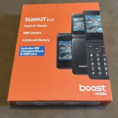 Locked To Boost Mobile Prepaid Summit Flip Phone Black 8GB 5MP 2.8” New