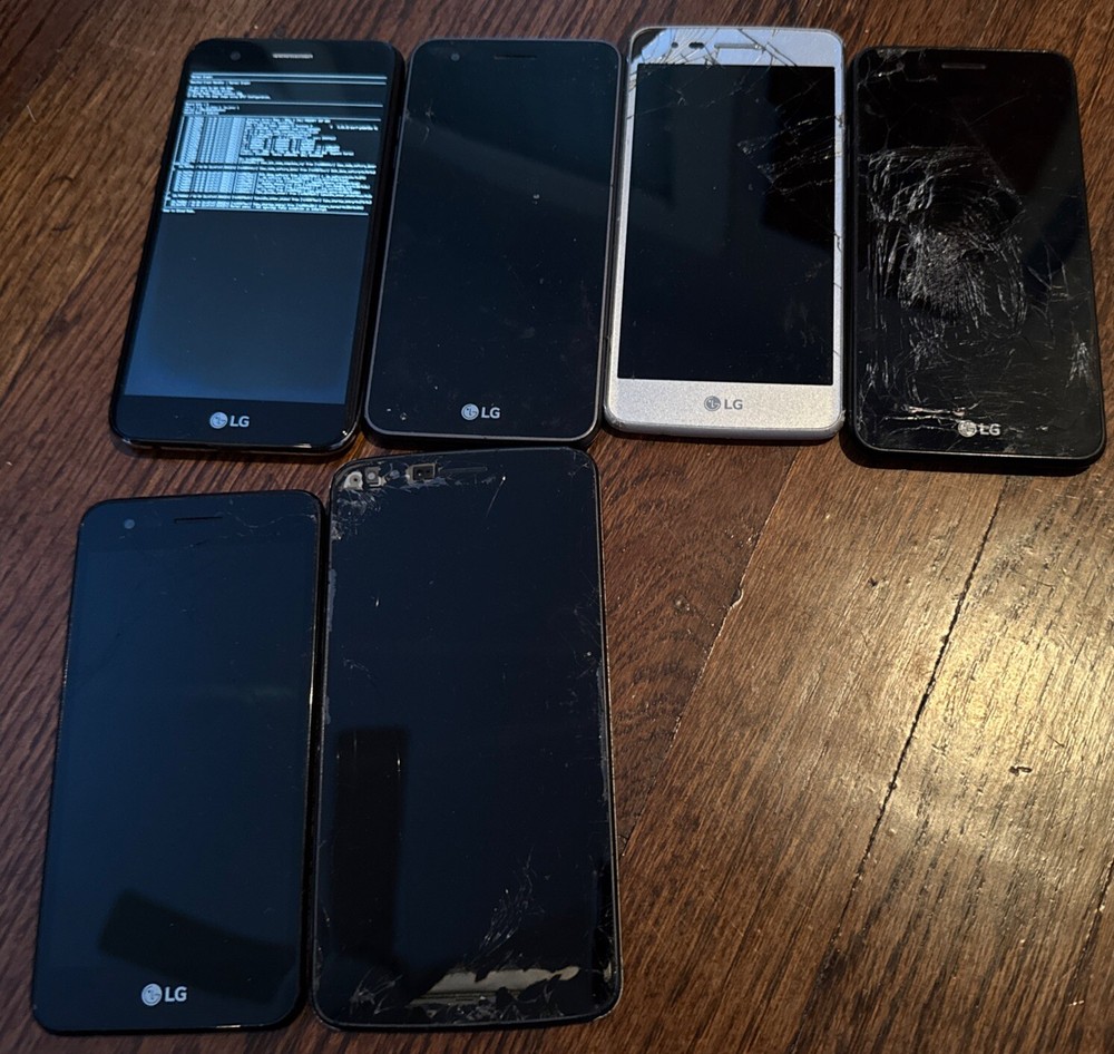 Lot of 3 LG Aristo LS777 M150 M153 M257 Smartphone Cracked Glass Broken
