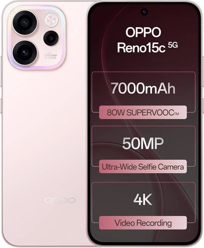 OPPO Reno15c 5G (Afterglow Pink, 256 GB) (12 GB RAM) Octa Core Processor