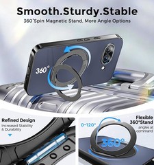 Google Pixel 10A with 360° Spin Magnetic Stand&Ring Kickstand, Black Phone Cover