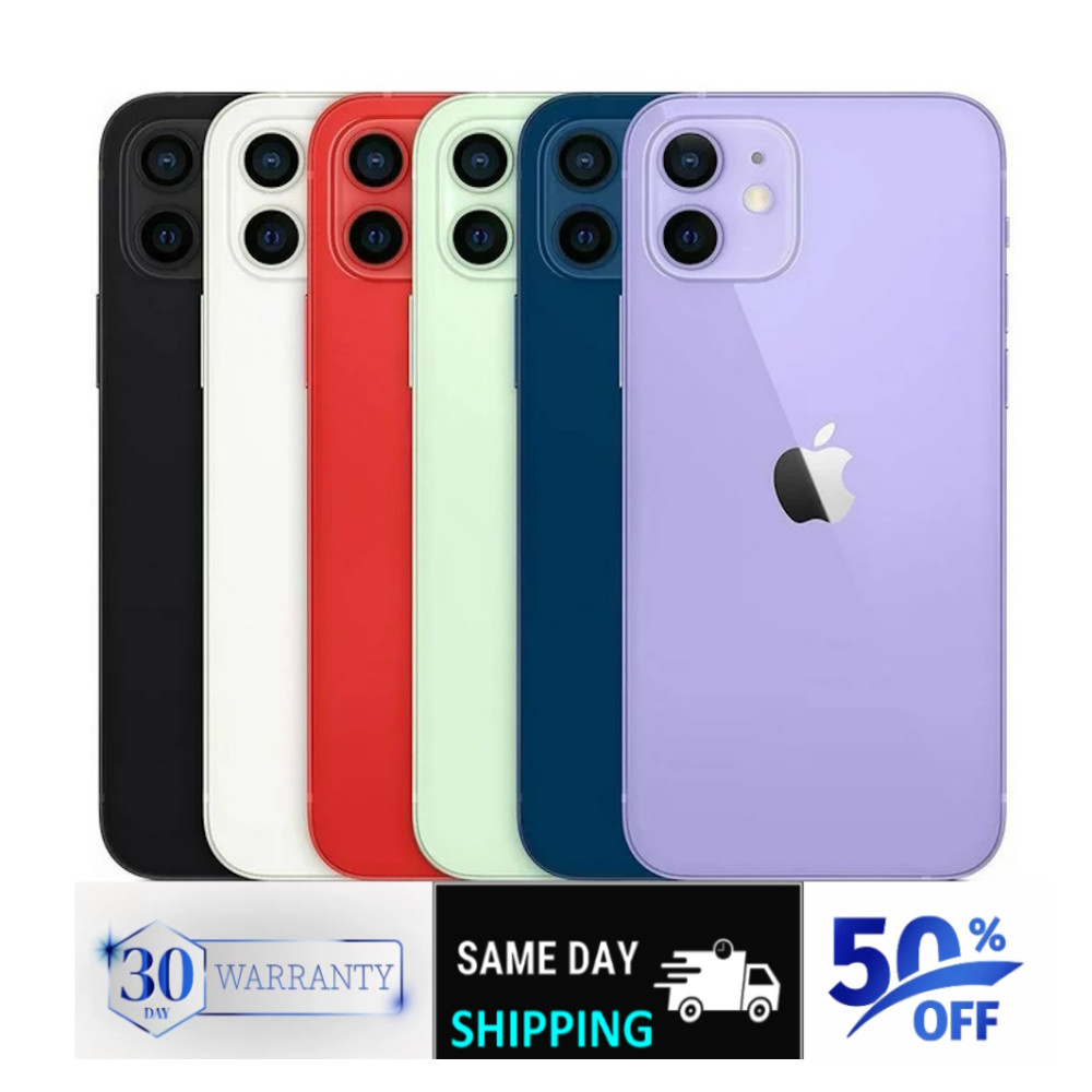 Apple iPhone 12 64GB/128GB – Green, Purple, Black – Unlocked, Free Shipping!