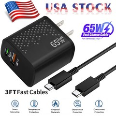 ⚡ 65W Super PD Power Adapter Duo Wall Charger+Cable For Samsung Xiaomi Android