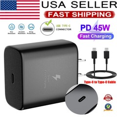 45W PD Fast Charger Wall Adapter Phone Type C Cable For Samsung Galaxy S23 S22 +