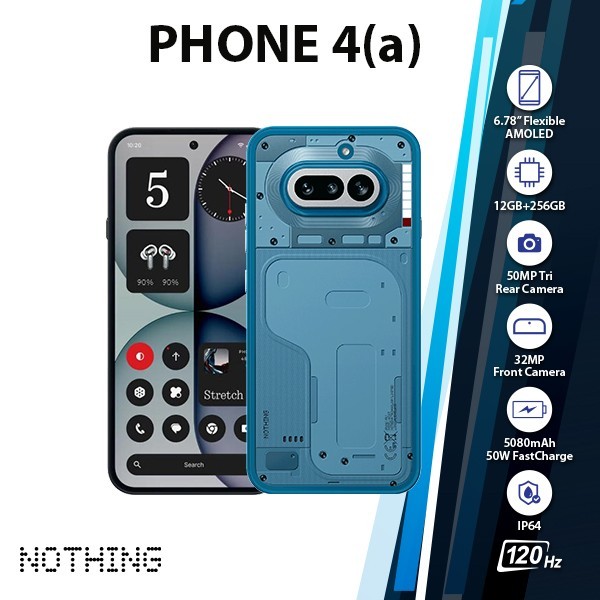 (New) Nothing Phone 4(a) Android Cell Phone (BLUE/12GB+256GB/Dual SIM/Unlocked)