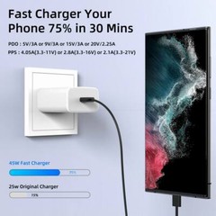 45W Fast Charger Wall Adapter TypeC Charging Cord For Samsung Galaxy S25 S24 S23