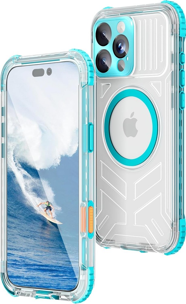 iPhone 16 Pro Max Waterproof Case, IP68 Underwater, 15FT Military Shockproof, Te