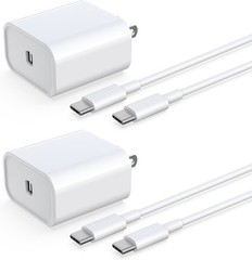 33W Type-C Fast Charger Block (2 Pack) for iPhone 17/16 + 6FT USB C Cable