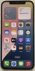 USED WHITE GSM UNLOCKED iPhone 12, 128GB A2172 MGET3LL/A (76% BATTERY HEALTH).