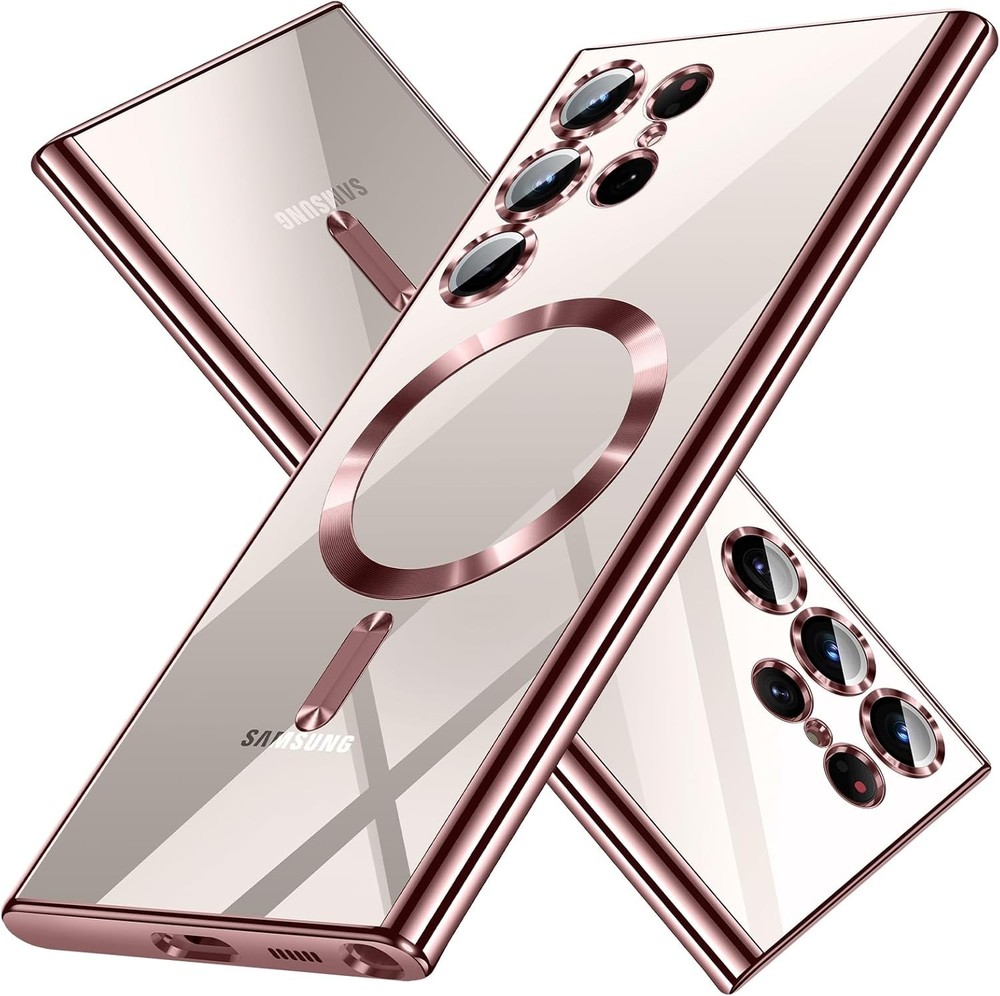 Magnetic Glossy Slim Soft Case for Samsung Galaxy S24 Ultra – Rose Gold Cover