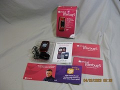 Samsung Greatcall Jitterbug 5 Cell Phone Red Flip phone Open Box