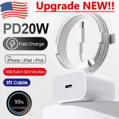 20W Fast Charger USB-C PD Power Adapter + 3FT Cable For iPhone 12 13 14 Pro Max+