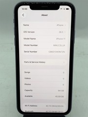 Apple iPhone 11 A2111 Purple iOS 26 64GB Batt Cap 75% UNLOCKED NO A/C *BATT*