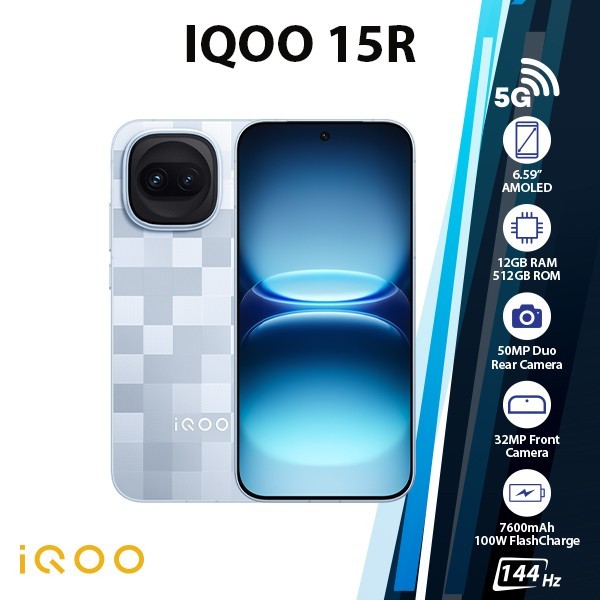 iQOO 15R 5G Android Cell Phone (12GB+512GB/PIXEL SILVER/Unlocked/Dual SIM)