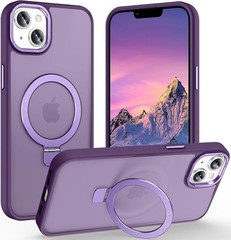 Dark Purple Magnetic Case for iPhone 14 with Ring Stand, 10 FT Drop Protection