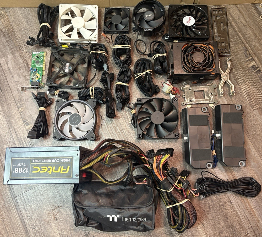 Lot of multiple PC Parts, Wires, and a Power Supply, Read Description for info
