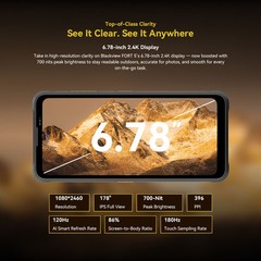 Blackview FORT 5 4G LTE AI Slim Rugged Phone Android 16 Waterproof Octa Core NFC