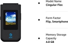 AT&T Locked Cingular Flex 4G LTE Flip Phone ATTEA211101, 4GB, Gray Flip Phone