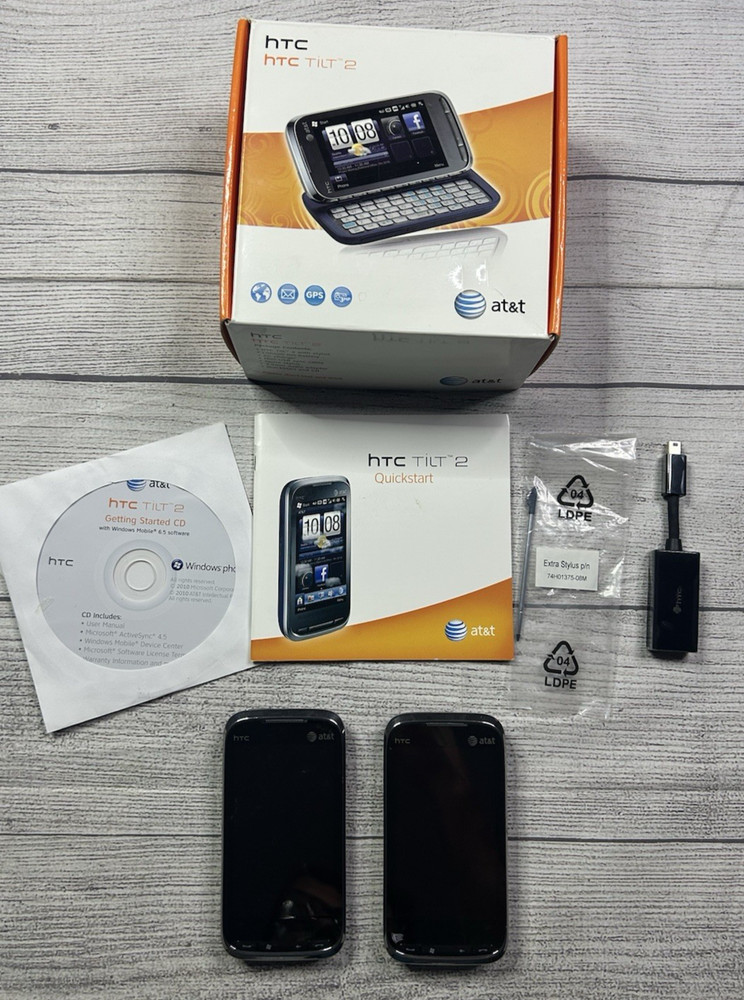 HTC Tilt 2 Black AT&T Lot of 2 Phones Parts Repair Windows