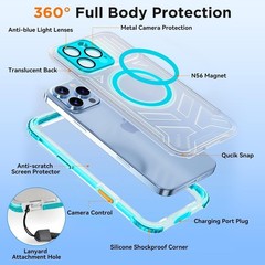 iPhone 16 Pro Max Waterproof Case, IP68 Underwater, 15FT Military Shockproof, Te
