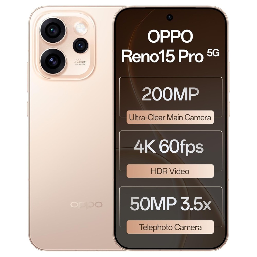 OPPO Reno15Pro 5G Pink- 12GB RAM 512GB STORAGE-MTK Dimensity 8450 Processor-NFC