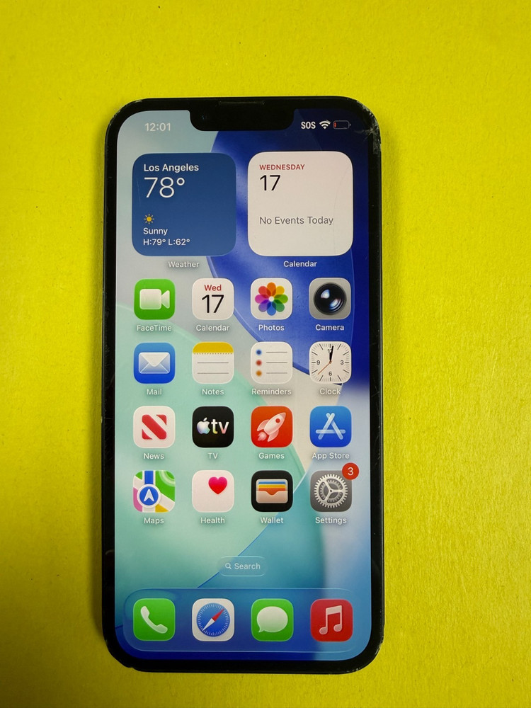 Apple iPhone 16e – 128GB – Black (Dish Boost) Cracked Screen & Back