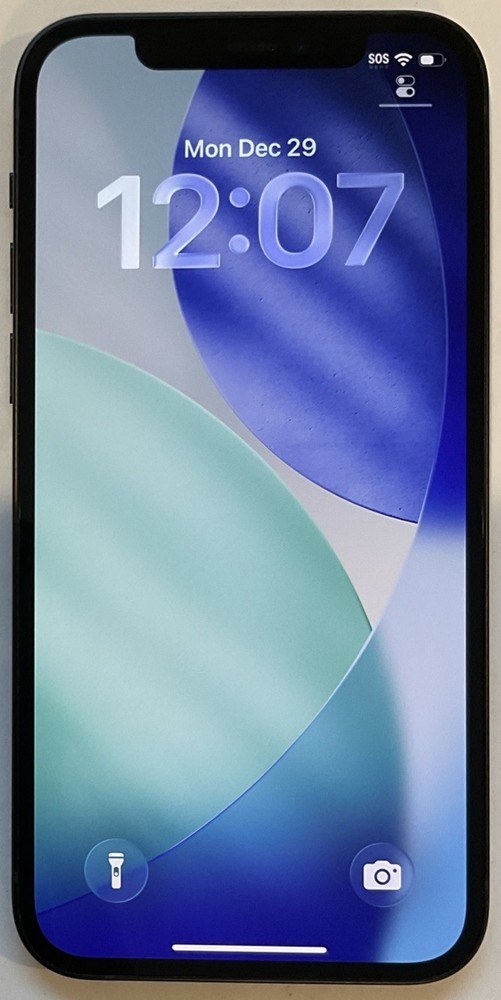 USED BLACK GSM UNLOCKED iPhone 12, 128GB A2172 MGER3LL/A WITH 82% BATTERY HEALTH